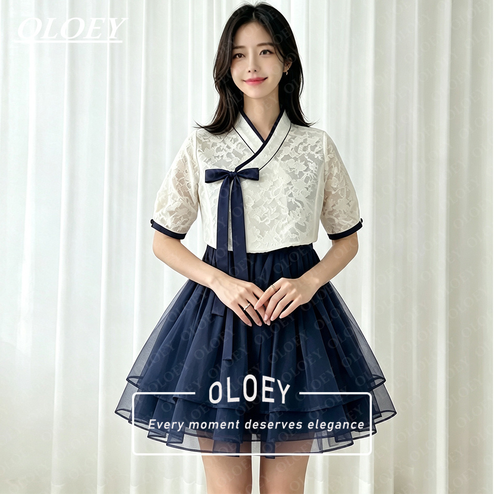 Hanbok Modern Set - OLOEY Nowoczesny Czarny Krótki Zestaw Hanbok