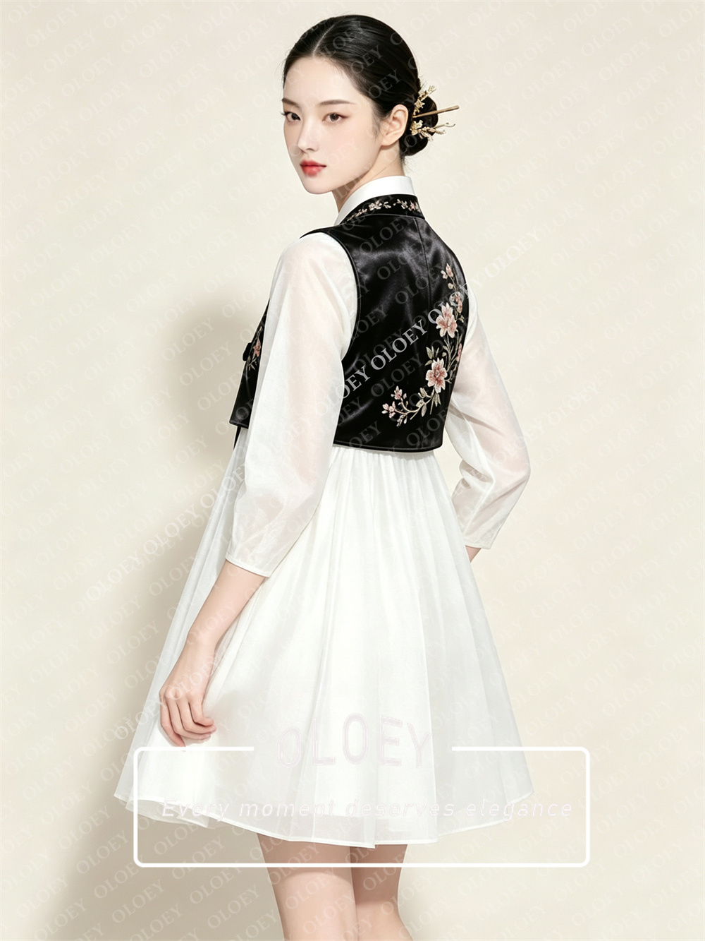 OLOEY Stylowy Czarny Satynowy  – Hanbok Modern Set recenzja i cena